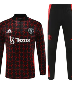 24-25 Manchester United Red and Black Training Suit