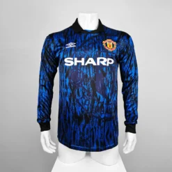 1993 Manchester United Away Blue Long Sleeve Retro Jersey – Fanretro