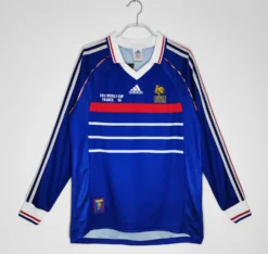 1998 France Home Long Sleeve with Match Detail Retro Jersey – Fanretro