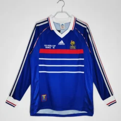 1998 France Home Long Sleeve with Match Detail Retro Jersey – Fanretro