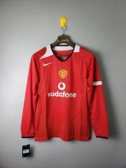 2005 Manchester United Home Red Long Sleeve Retro Jersey – Fanretro