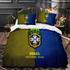 CBF Brazil Football Team Bedding Sets - Duvet Cover, Flatsheet, Pillowcases Perfect Gift For Fans